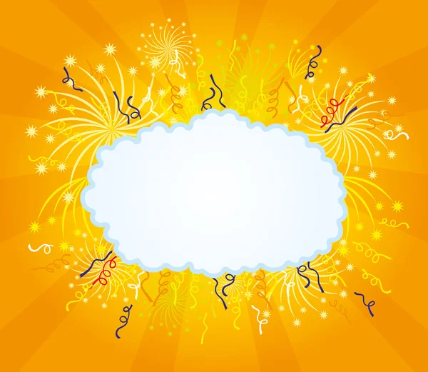 Confetti, fireworks and a cloud. — Stock Vector