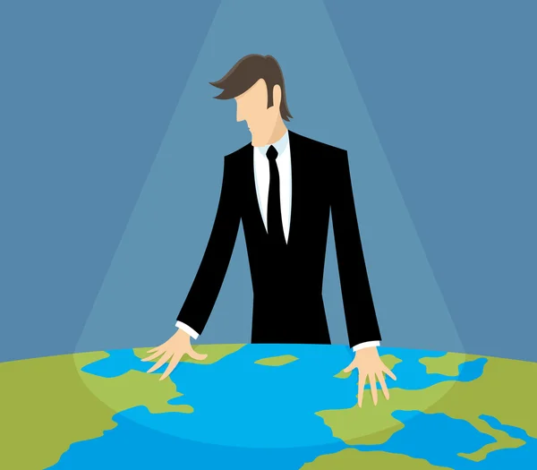 Business man and world map. — Stock Vector