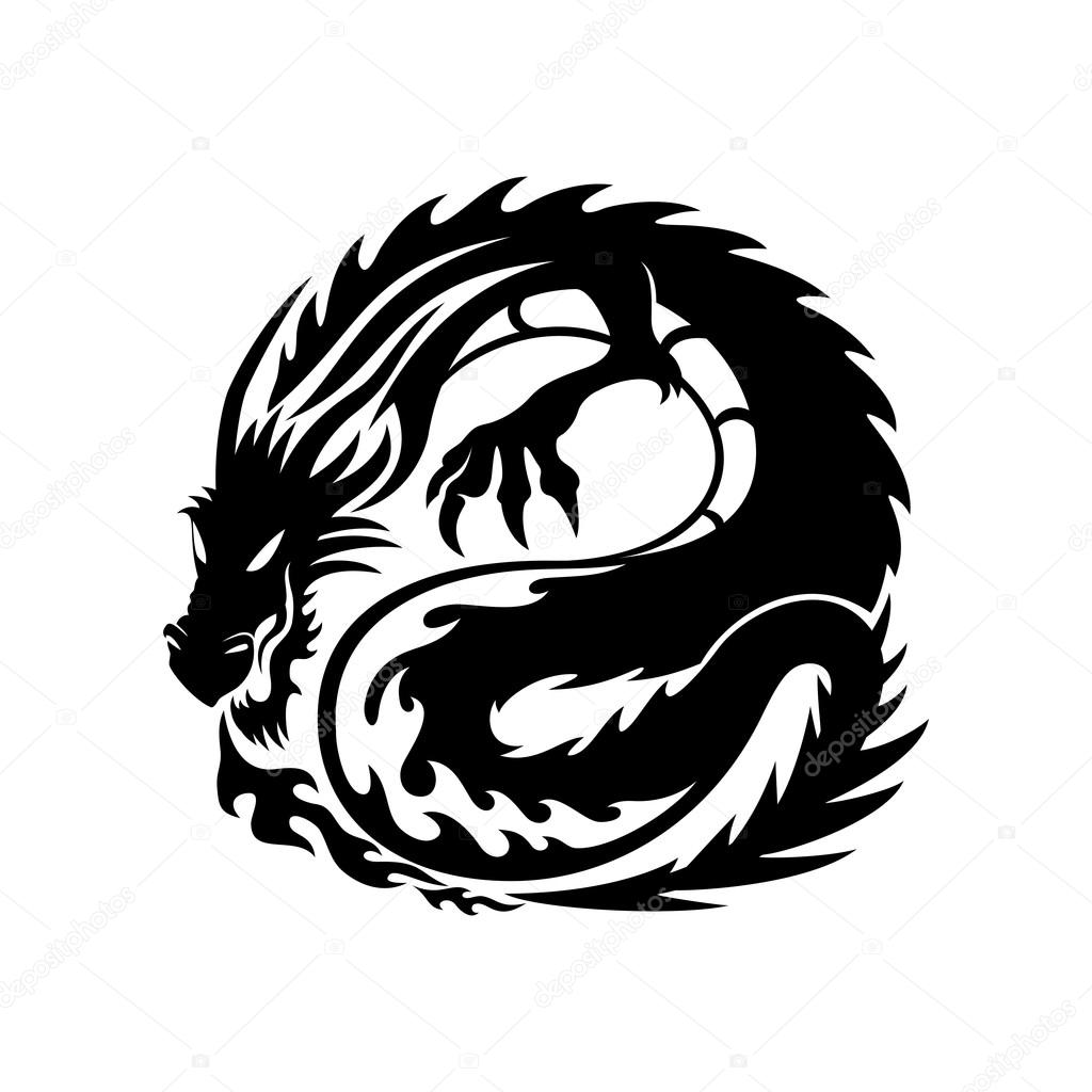 The sign of the dragon on the white background.