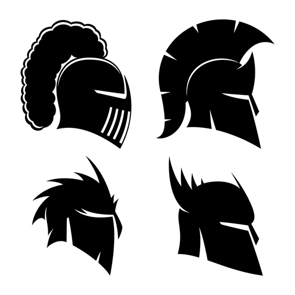 Cascos de caballero y espartano . — Vector de stock