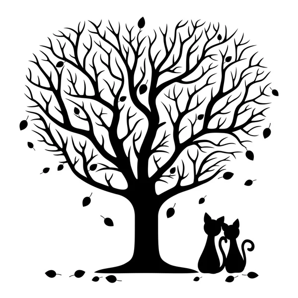 Two cats under the tree. Royalty Free Stock Illustrations