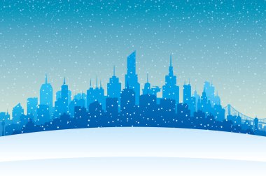 Akşam kar yağışı ve kış city.