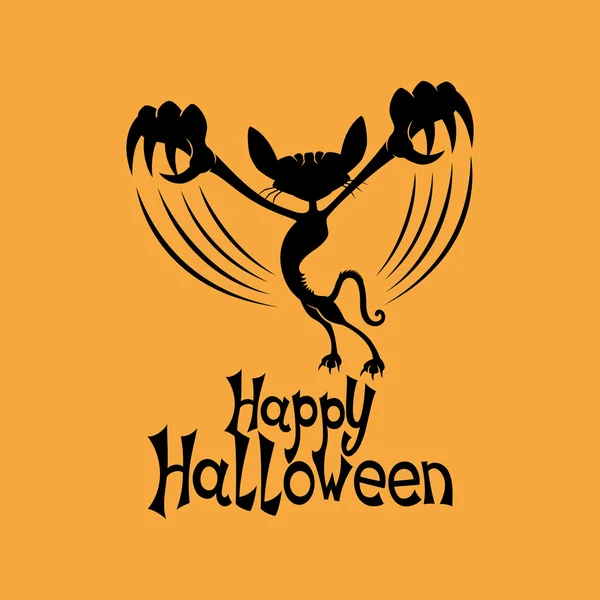 Czarny kot i życzenia Happy Halloween. — Wektor stockowy