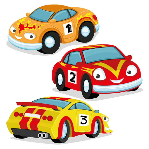 Lindos coches de carreras . — Vector de stock