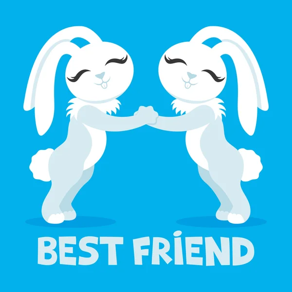 Deux lapins blancs meilleurs amis . — Image vectorielle