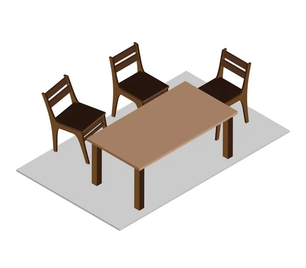 Sillas de madera y mesa. — Vector de stock