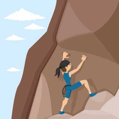 Bir kayaya tırmanma tırmanıcı.