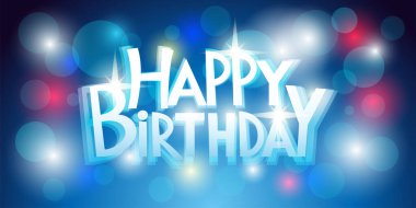Parlak mavi bir arka planda doğum günü tebrikleri..
