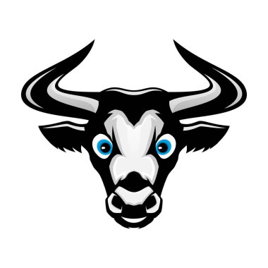 Beyaz arkaplanda sevimli boğa simgesi tasviri.