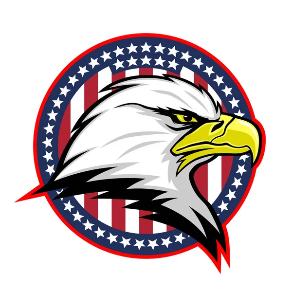 Distintivo Rotondo Con Aquila Americana Bandiera Usa Sfondo Bianco — Vettoriale Stock
