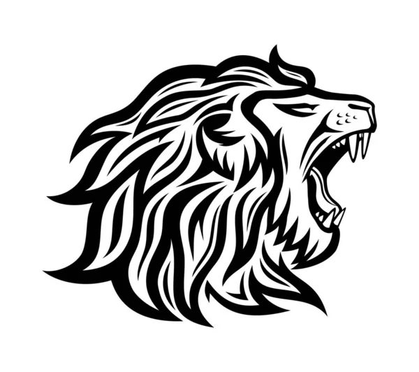 Zwart Brullende Leeuw Icoon Witte Achtergrond — Stockvector