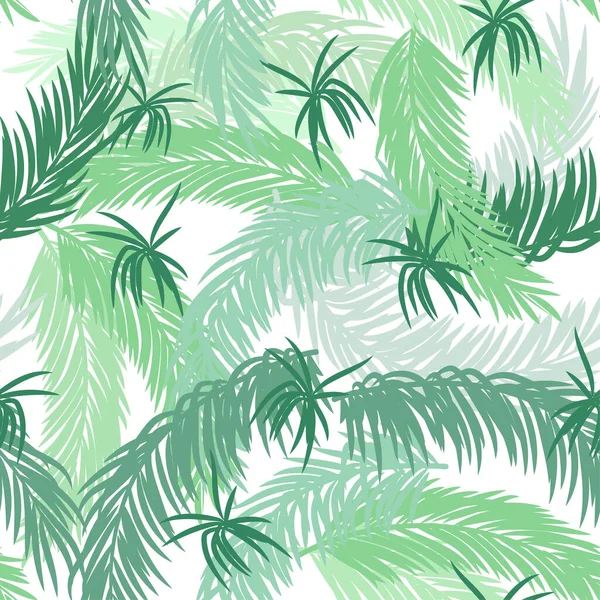 Bezešvé Vzor Palmovými Listy Bílém Pozadí — Stockový vektor