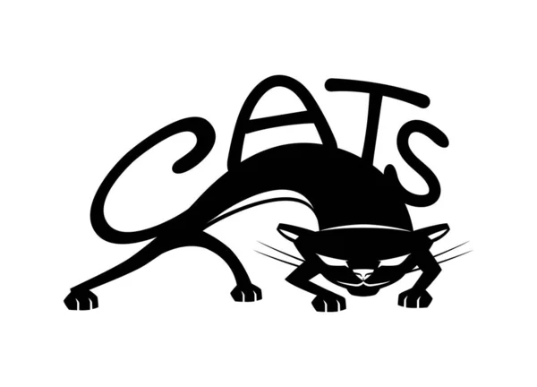 Ilustrace Ikonou Černé Kočky Bílém Pozadí — Stockový vektor