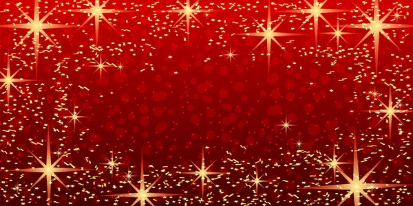 Bright Festive Red Background Shining Stars — Stock Vector