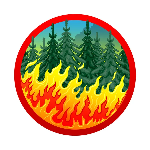 Burning Forest Icon White Background — Stock Vector