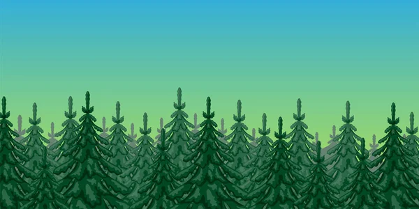 Illustration Der Natur Mit Fichtenwald Gegen Den Himmel — Stockvektor