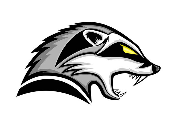 Illustration with angry badger icon on white background.