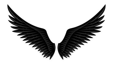 Beyaz arkaplanda iki siyah kanat tasviri.
