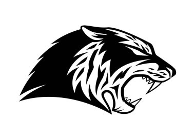 Beyaz arka planda izole edilmiş kızgın kaplan simgesi.