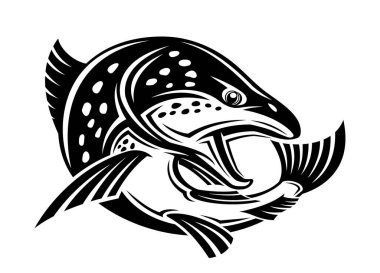 Beyaz arkaplanda balık simgesi olan resim.