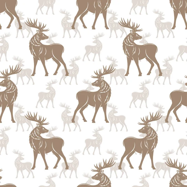 Seamless Pattern Deer White Background — Stock Vector