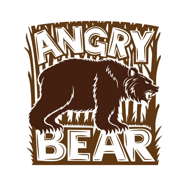 Angry Bear Forest Icon White Background — Stock Vector