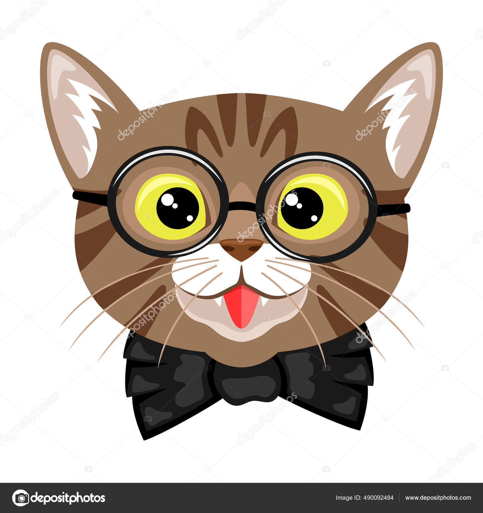 Cute Cat Glasses White Background Stock Vector Image by ©taronin 490092484
