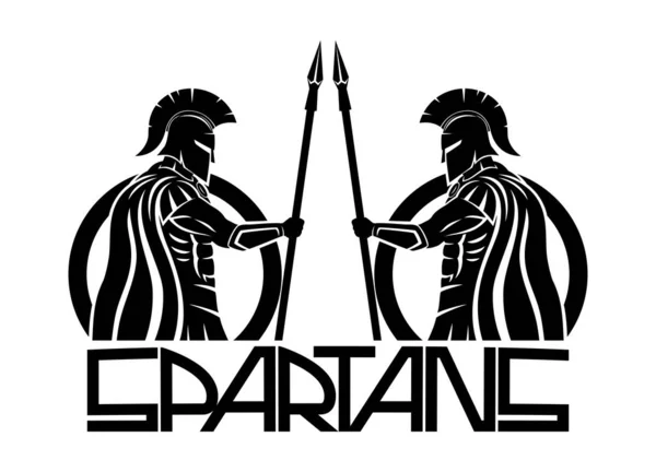 Beyaz Arka Planda Mızrakları Kalkanları Olan Spartalılar — Stok Vektör