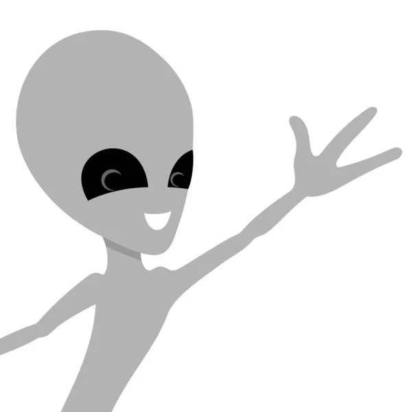 Ilustración Con Extraterrestre Alegre Sobre Fondo Blanco — Archivo Imágenes Vectoriales