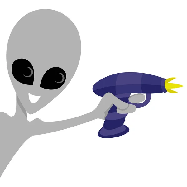 Illustration Mit Fröhlichem Alien Auf Weißem Hintergrund — Stockvektor