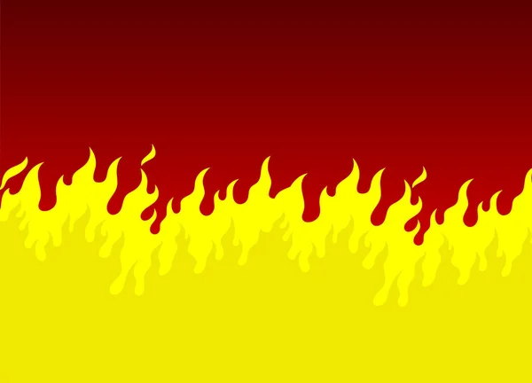 Ilustração Fogo Flamejante Amarelo Fundo Vermelho — Vetor de Stock