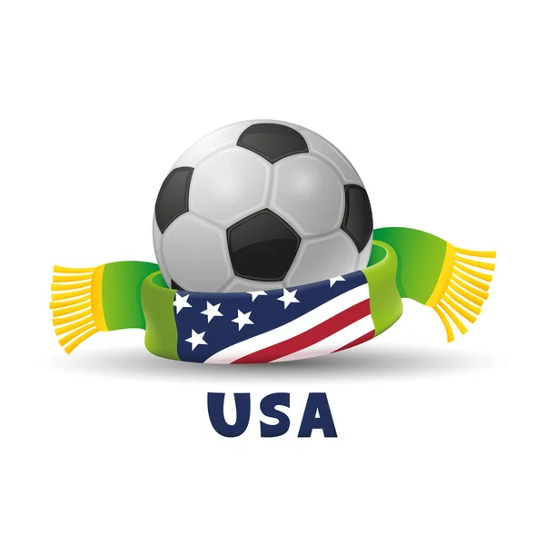 Ballon Football Avec Écharpe Drapeau Des États Unis Sur Fond — Image vectorielle