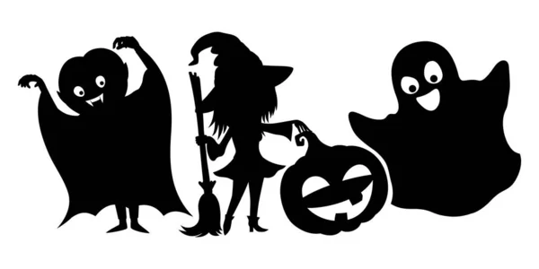 Illustration Silhouettes Halloween Celebration White Background — Stock Vector