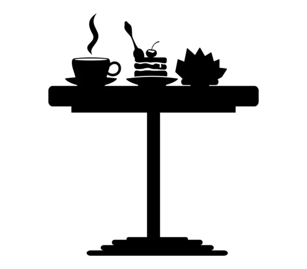 Šálek kávy a dort na stole. — Stockový vektor