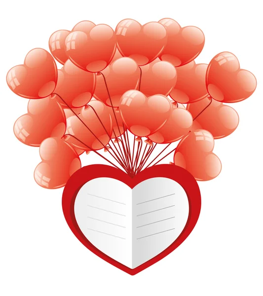 Liefde hart en ballonnen. — Stockvector