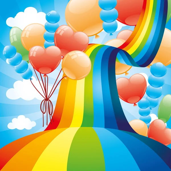 Rainbow a balónky. — Stockový vektor