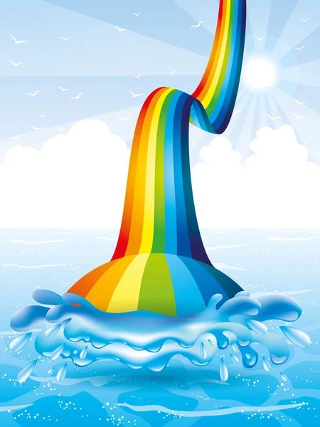 Rainbow a vody splash. — Stockový vektor