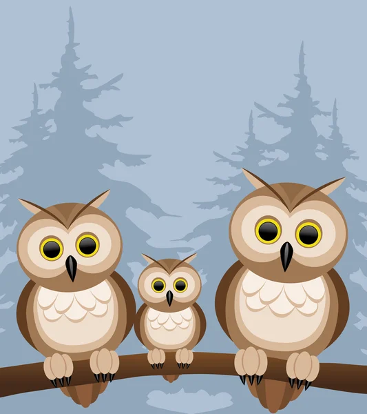 Vector illustration. Owls. — Stock Vector