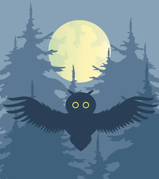 Ilustración vectorial. Bosque nocturno . — Archivo Imágenes Vectoriales