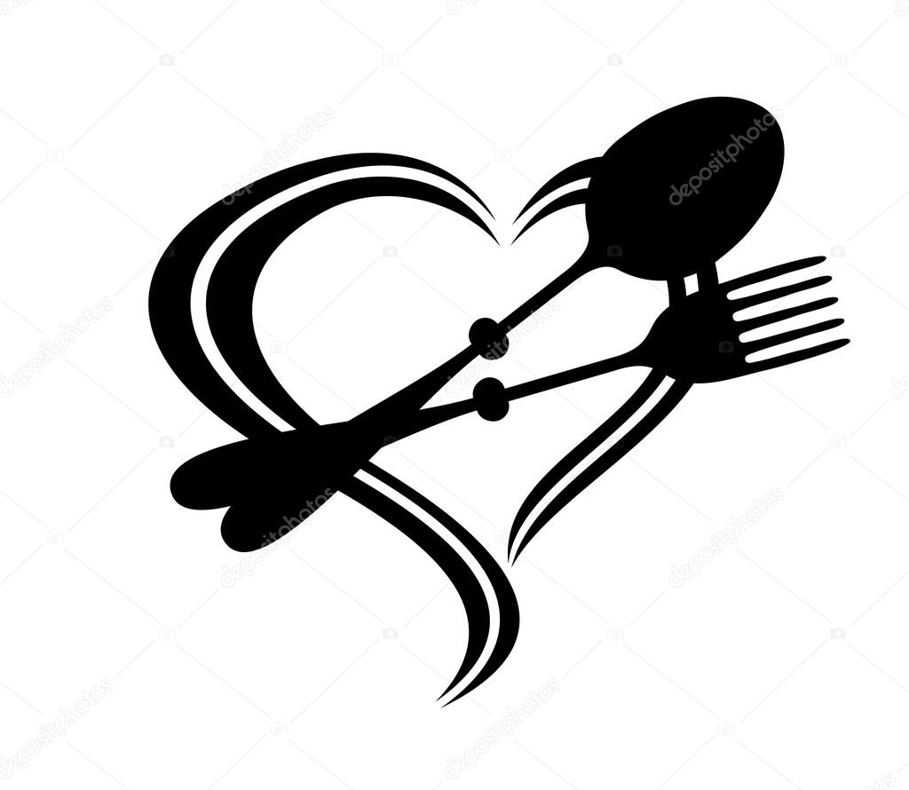Vector sign isolated on white background. Spoon and fork.
