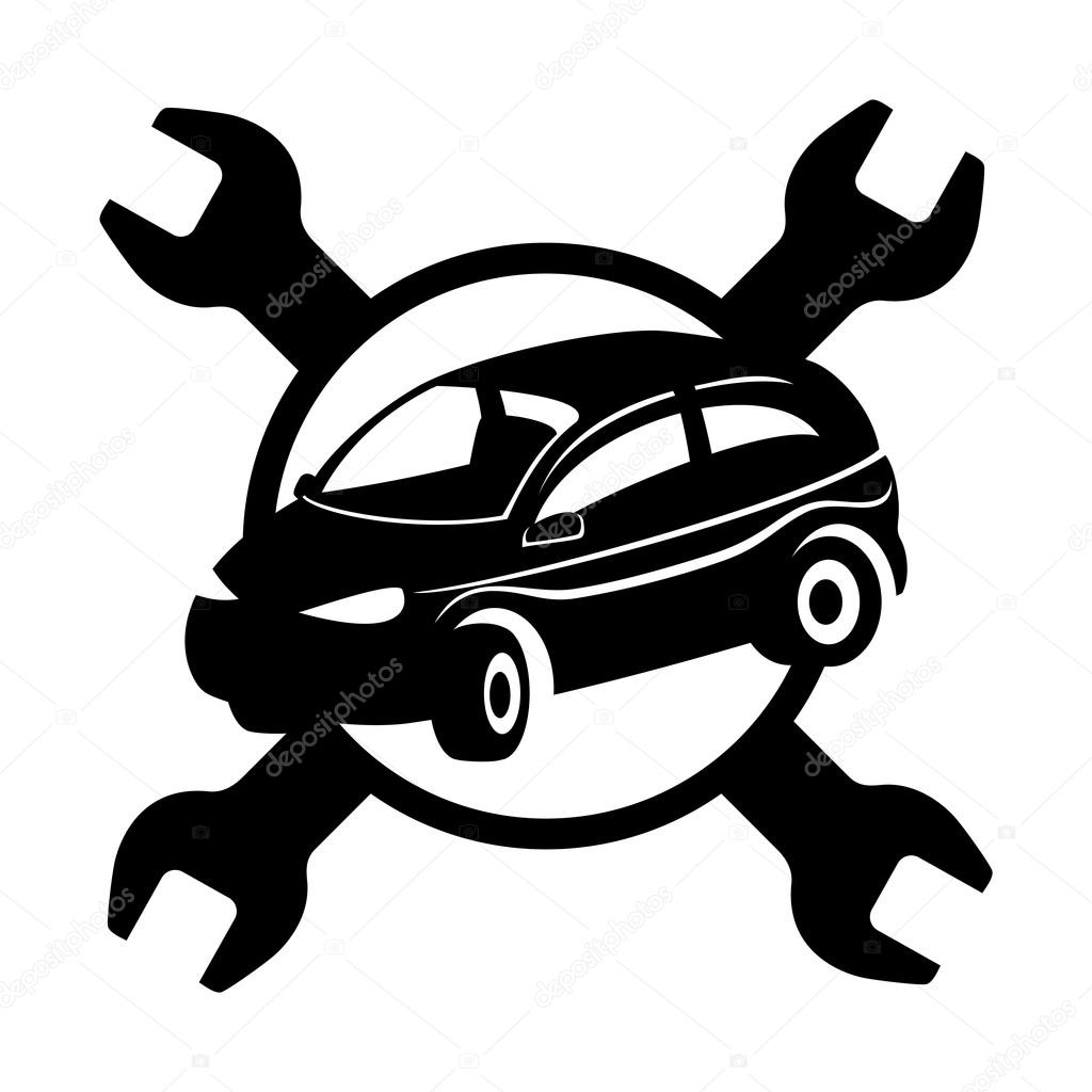 Vector sign isolated on white background. Car repair.