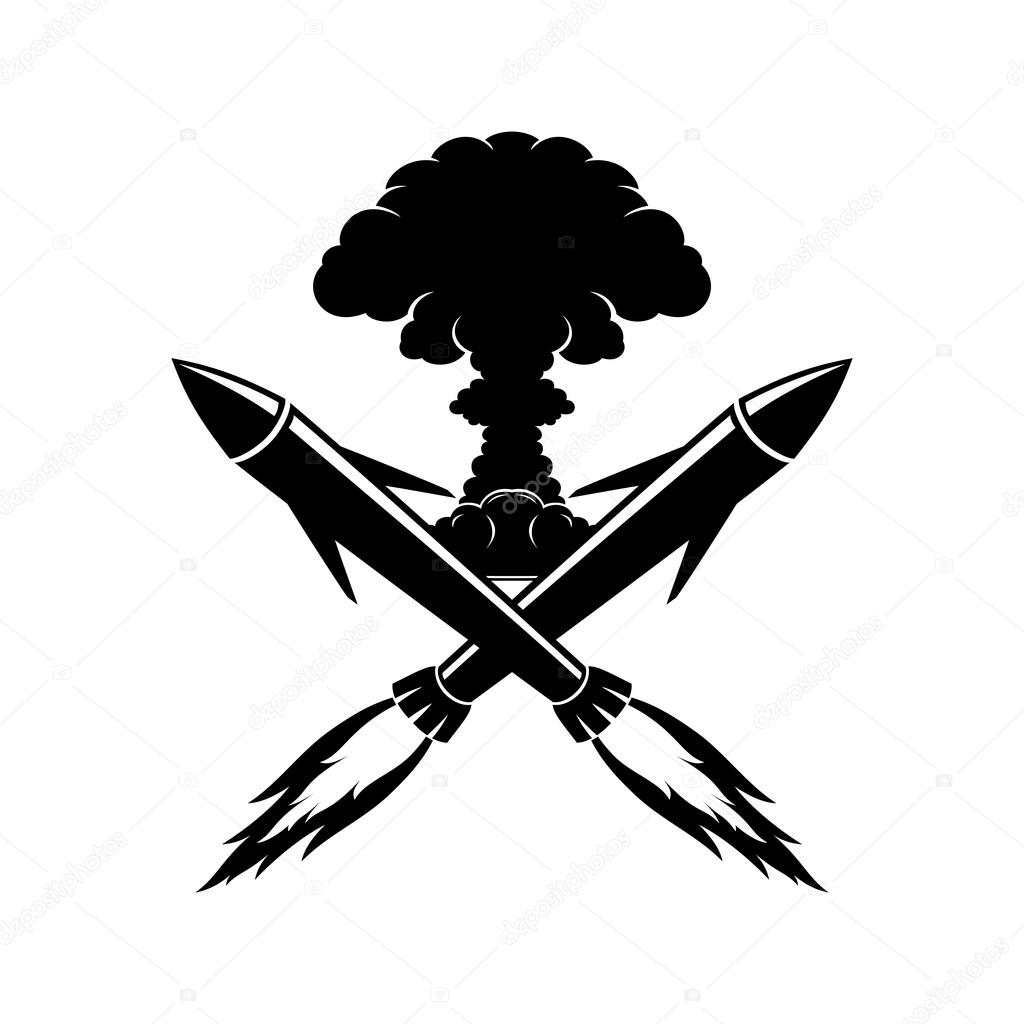 Vector sign isolated on white background. Nuclear explosion.