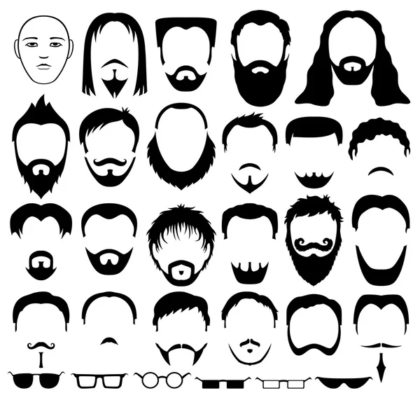 Beard, hair and glasses — Stock Vector