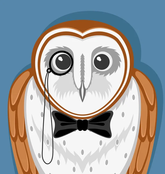Owl with a pince-nez — Stock Vector