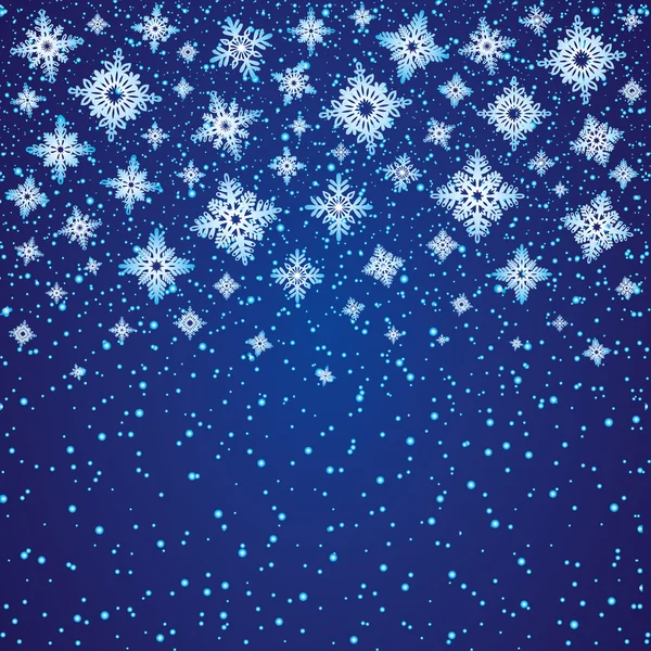 Snöflingor på blå bakgrund. — Stock vektor