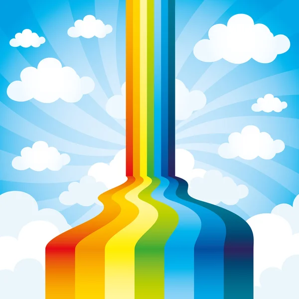 Regenboog en wolken. — Stockvector