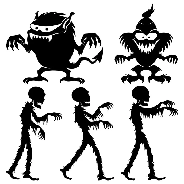 Monstruos y zombies para Halloween . — Archivo Imágenes Vectoriales