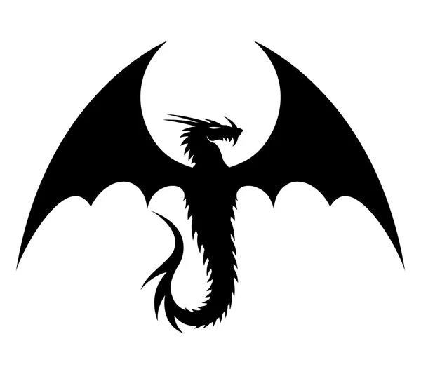 Black dragon on white — Stock Vector