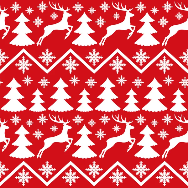 Deer and trees on red — Stock Vector
