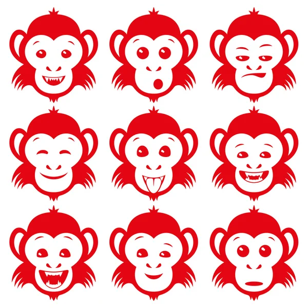 Set di scimmie rosse . — Vettoriale Stock